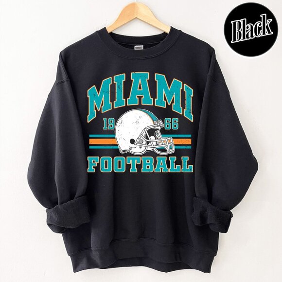 Miami Football Retro Style Crewneck Sweatshirt 166 - Picture 1 of 5